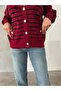 Striped Buttoned Pocket Detailed Oversize Knitted Cardigan - 2