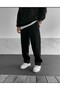 Black Baggy Cut Wide Leg 3 Thread Winter Thick Cotton Tracksuit Bottom