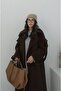 Brown Hilda Melton Coat with Pocket Detail Sleeves - 2
