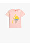 T-Shirt Short Sleeve Crew Neck Ice Cream Printed Cotton