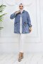 Stone Embroidered Pocket Denim Jacket Blue 7902