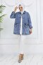 Stone Embroidered Pocket Denim Jacket Blue 7902 - 5