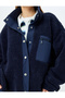 Plush Oversize Sweatshirt with Zipper Pocket Detail and Snap Button - 5