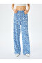 Lace-Up Waist Wide Leg Patterned Trousers Bürümcük - 3