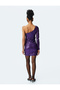 Sequin Sequined One Shoulder Long Sleeve Mini Dress - 4