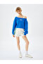 Raised Slogan Printed Boat Neck Crop Sweatshirt - 2