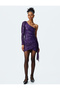 Sequin Sequined One Shoulder Long Sleeve Mini Dress