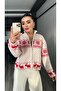 Deer Embroidered Zippered Christmas Cardigan - 2