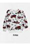 Boy's Cotton Raster White Car Scoop Business Machine Pattern Long Sleeve Winter Pajamas Set - 2