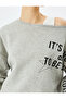 Raised Off-The-Shoulder Boat Neck Printed Oversize Sweatshirt - 5