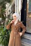Women's Double Breasted Fleece Cashew Coat / M0108 - Tan - 8