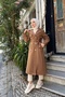 Women's Double Breasted Fleece Cashew Coat / M0108 - Tan - 2