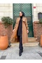 Intermediate Size Buttoned Front Imported Cashmere Coat / M0111 - Tan - 2