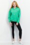 Women Hooded Neck Graphic Full Zip Sweatshirt, Island Green - 3