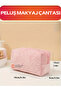 Heart Patterned Plush Makeup Bag - 3