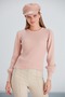 Women's Balloon Long Sleeve Powder Color Sports Stylish Knitwear Blouse - 3