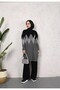 Women's Modest Self Patterned Side Slip Silvery Knitting Tunic - 3