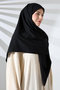 Black Crepe Large Size Scarf - 120X120 - 7