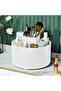Durable Spacious Cosmetic Storage Box - Stylish Swivel Makeup Organizer for Skincare and Brushes - 3