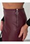 Plus Size Slit Skirt Pencil Skirt Faux Leather - 5