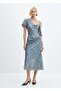 Checkered Satin Midi Skirt - 2