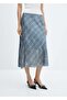 Checkered Satin Midi Skirt