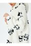 Rochie de pluș cu mânecă lungă cu glugă cu model panda - 5