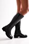 Women's Perla Black Genuine Leather Heeled Boots Black Genuine Leather - 5