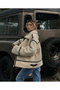Ecru Plush Oversize Biker Coat - 4