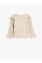 Crew Neck Long Sleeve Ruffle Detail T-Shirt - 2