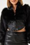 Women's Black Leather Garni Detailed Crop Faux Fur Jacket 2622 60351314 - 5