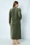 Khaki Long Sleeve Zipper Embroidery Women's Plus Size Cotton Velvet Dress - 4