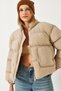 Women's Beige Hakim Collar Detailed Puffer Coat 2430 60351312 - 4