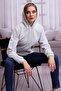 Gray Melange Hooded Women's Sweatshirt