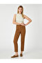 Stitching Detailed Fabric Trousers Skinny Leg