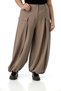 Large Size Baggy Cutout Mink Trousers with Elastic Waist Back and Leg Deep Pleat Detail