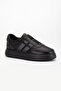 Genuine Leather Men's Casual Shoes Black Laceless Elastic Band Lightweight Thick Sole - 4