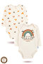 2-Piece 100% Cotton Organic Printed Snap Fastener Baby Bodysuit