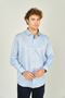 Men's Slim Fit Long Sleeve Cotton Shiny Fabric Shirt 0013 Light Blue