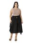 Plus Size Asymmetrical Cut Eyelets Detail Single Pocket Midi Black Skirt