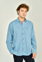Men's Slim Fit Plaid Long Sleeve 100% Cotton Shirt 0016 Blue