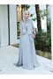 Crinkle Silk Satin 3-Piece Abaya Set -Grey - 8