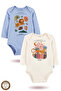 2-Piece 100% Cotton Organic Printed Snap Fastener Baby Bodysuit