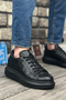 Men's Black Casual Lace-Up Sneakers High Thick Sole Comfortable Comfortable Style Sneakers - 3