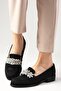 Matilda Black Color Stone Women's Oxford Flat Shoes - 4