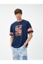College T-Shirt Printed Crew Neck Sleeve Detailed