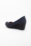 Wedge Sole Faux Leather Orthopedic Navy Blue Black Women's Wedge Heeled Shoes - 5