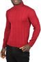 Men's Burgundy Slim Fit Lycra Full Turtleneck Striped High Top Sweater 2505504 - 3