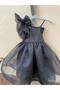 Black Shiny Ruffle Detail Single Sleeve Girl's Party Dress - 4