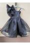 Black Shiny Ruffle Detail Single Sleeve Girl's Party Dress - 2
